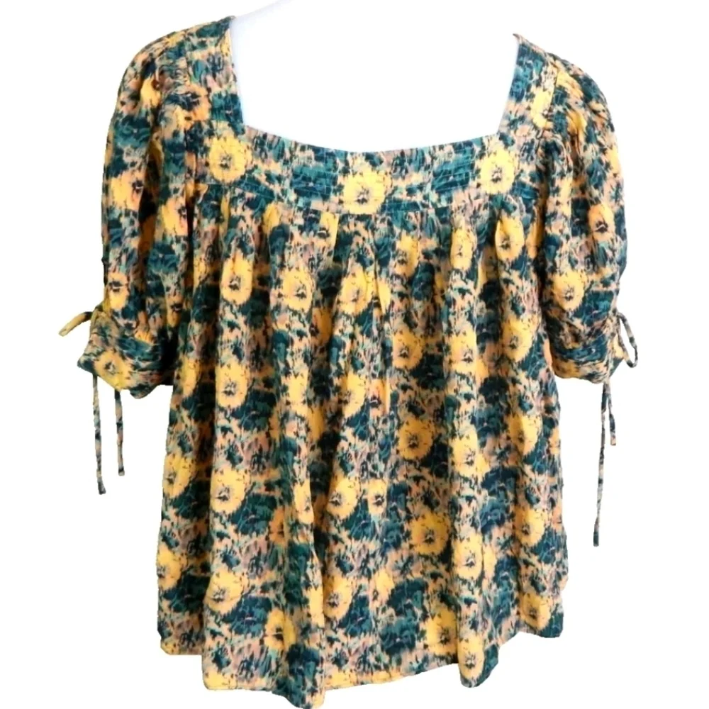 Ulla Johnson Lorraine Begonia Floral Silk Blouse
